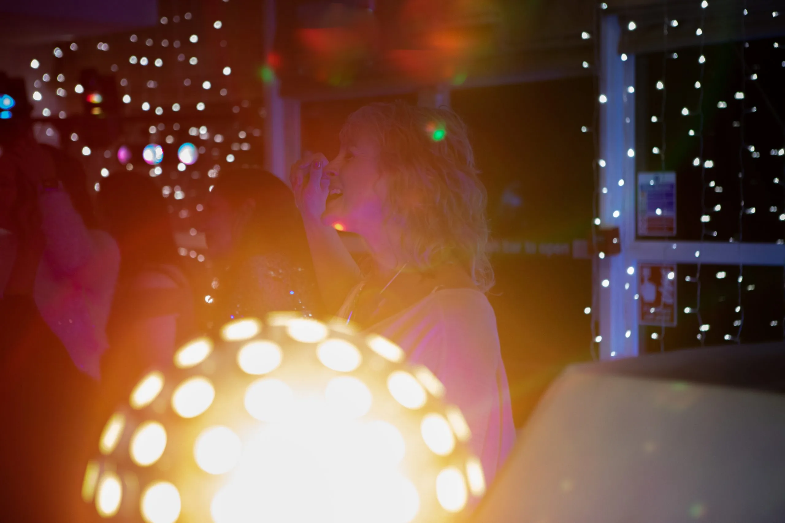 disco ball and ambient lighting at an event venue in milton keynes