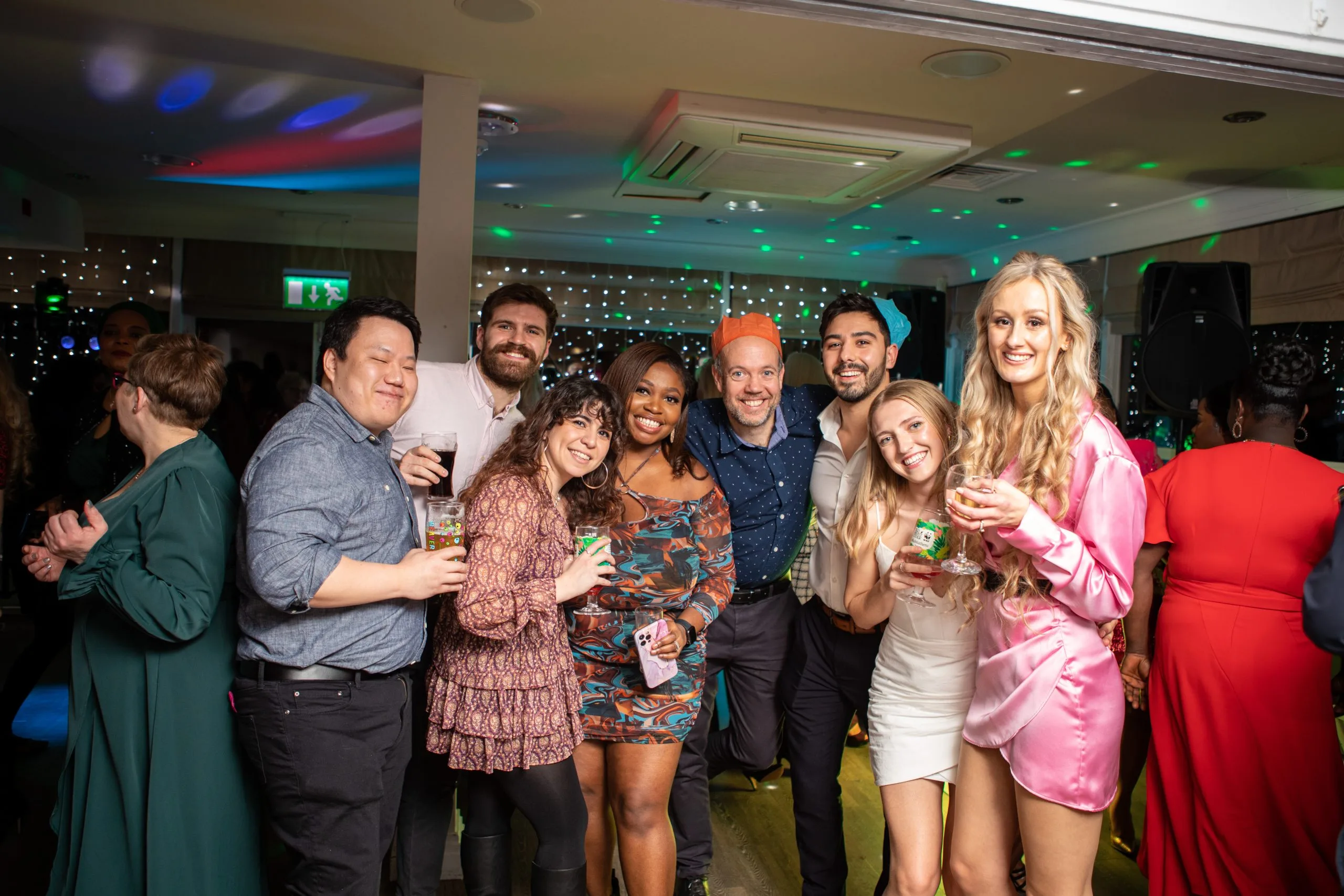 group photo at a christmas party venue in buckinghamshire
