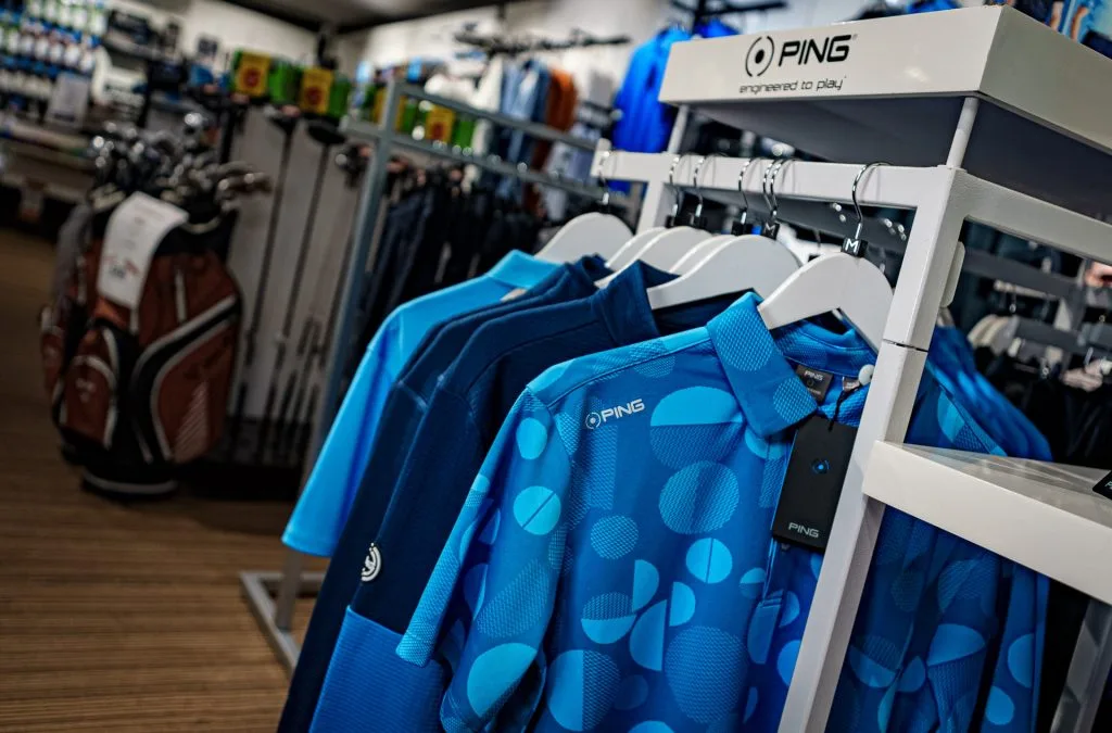 Golf shop in Milton Keynes with polo shirts and golf apparel