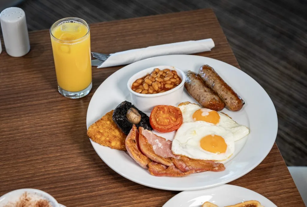 full english breakfast at a restaurant in milton keynes